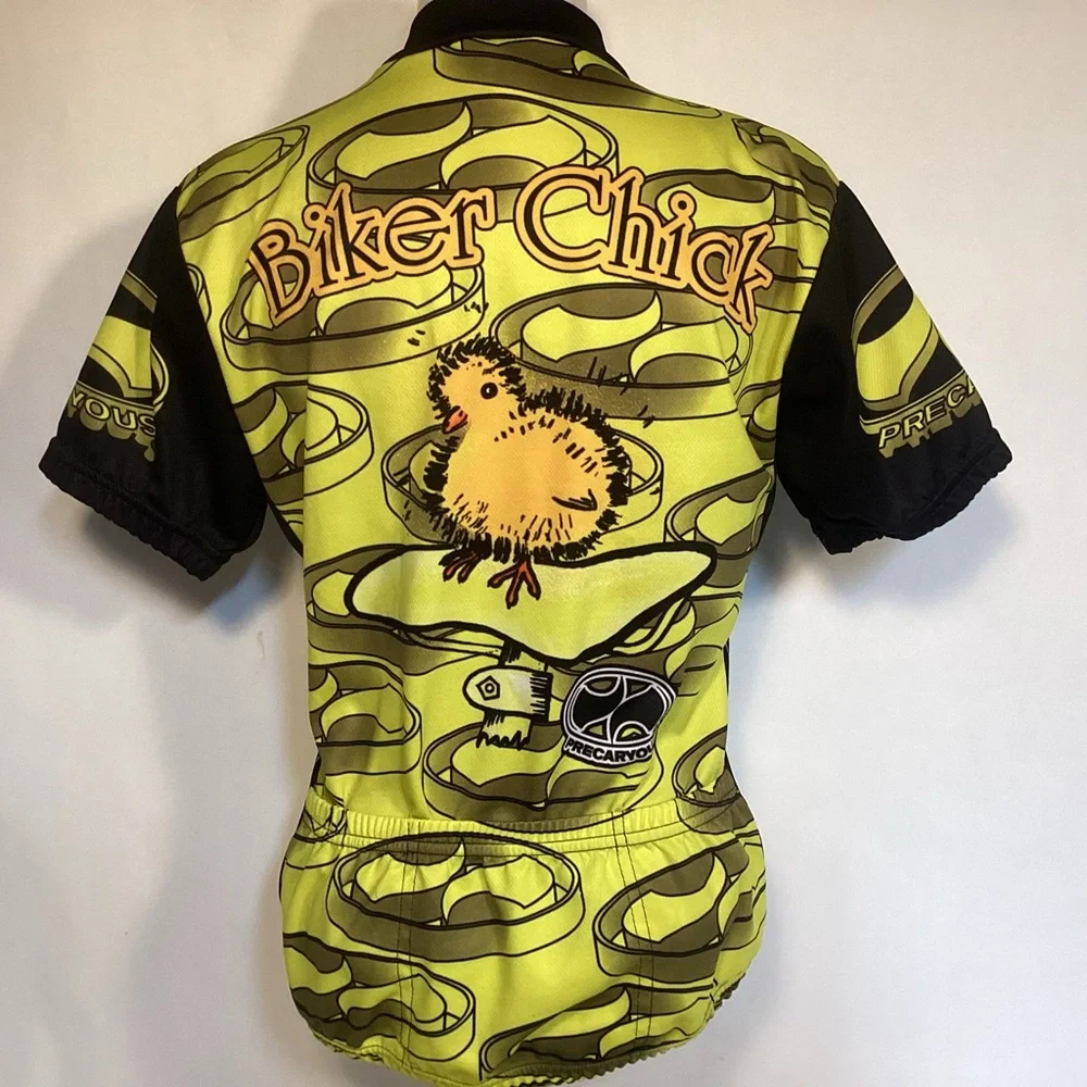 Biker Chick Women’s Cycling Jersey Chick on bike seat size large World Jerseys - Picture 5 of 12